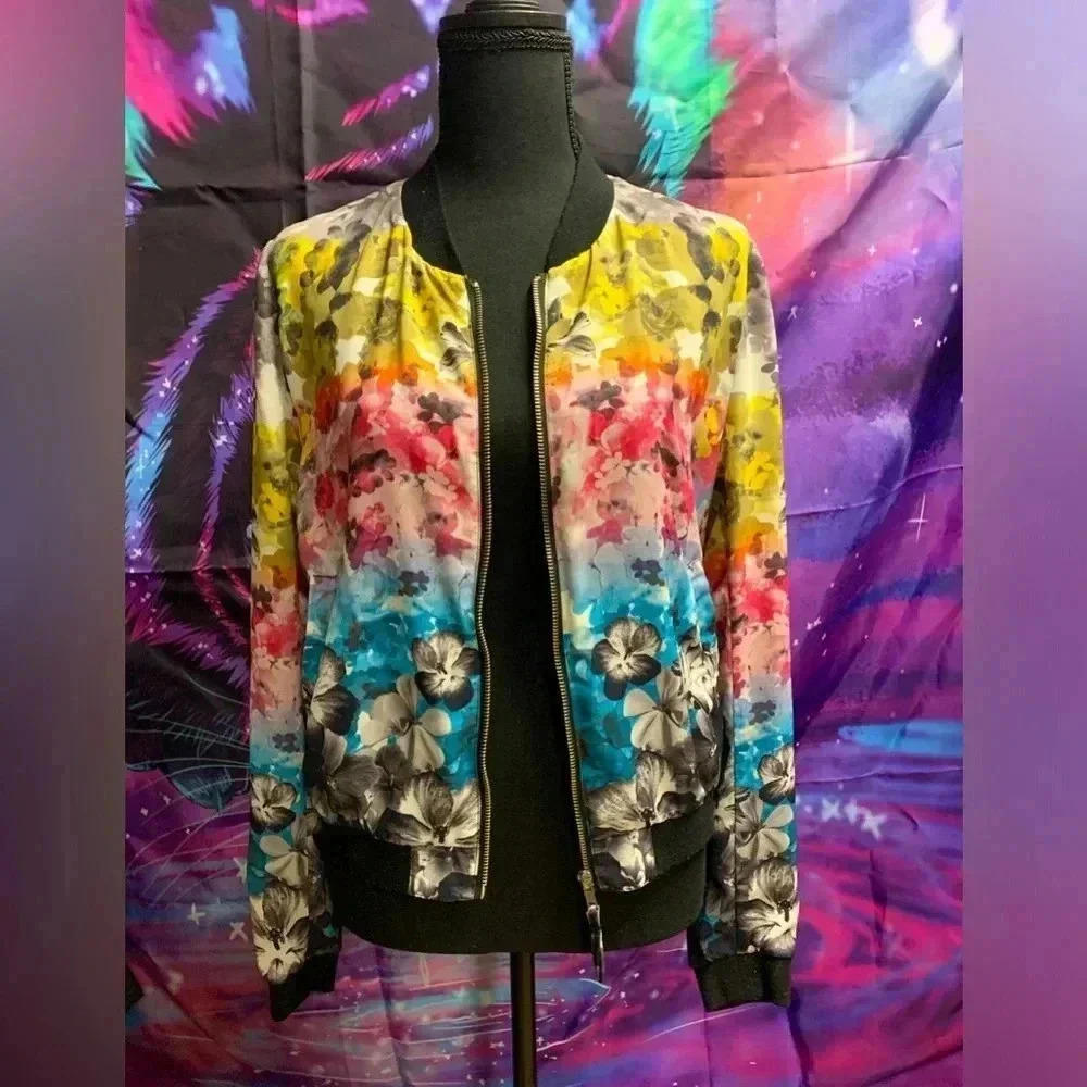 H&M Floral Print Bomber Jacket